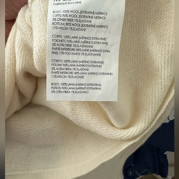 Club Monaco Cream merino wool Crew Neck Sweater EUC small - Picture 5 of 5